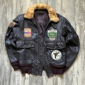 Vintage 50s 60s Foster USN G-1 Leather Flight Jacket Size Small
